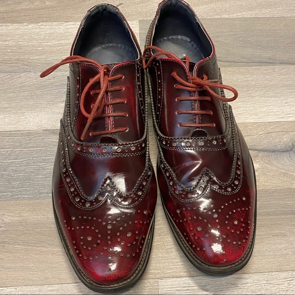 Superb JOSEPH ABBOUD Burgundy Leather Wingtip - Picture 5 of 9